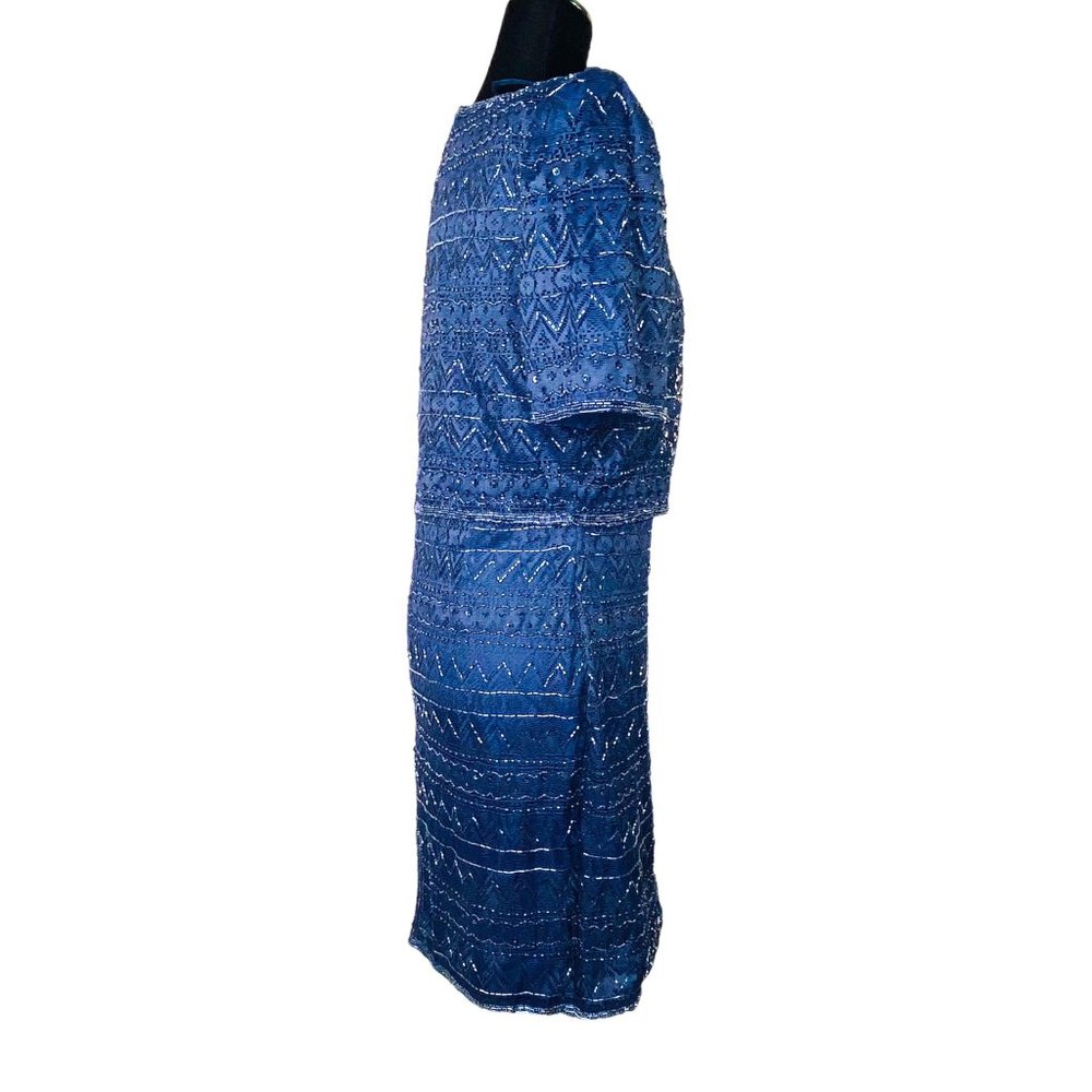 Laurence Kazar New York Sequined Evening Dress Handmade in India 80s Style - Picture 6 of 15